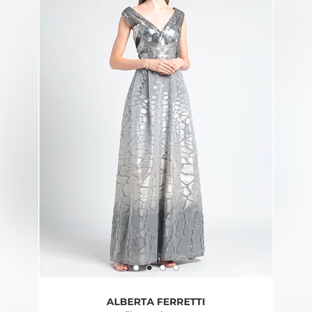 Alberta Ferretti silver elegant gown with beautiful details